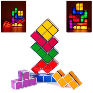 Lampe rétro tetris led multicolore. Assemblez les pièces et elles s'illumineront