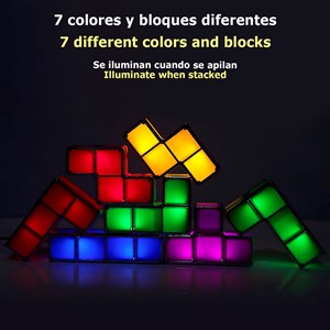 Lampe rétro tetris led multicolore. Assemblez les pièces et elles s'illumineront
