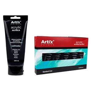 Pack de 6 uds. Peinture acrylique noire 200 ml