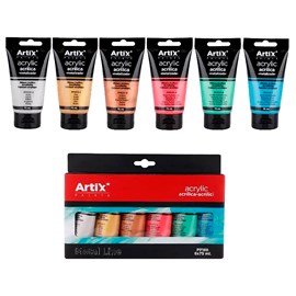 Peinture acrylique 6 tubes 75 ml métallisée