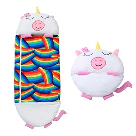 Sac de couchage convertible en coussin, pour enfants, licorne. Touche peluche.