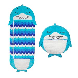 Sac de couchage convertible en coussin, pour enfants, baleine bleue.