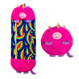 Sac de couchage convertible en coussin, pour enfants, licorne rose.