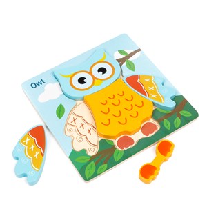 Puzzle en bois pour enfants, de 5 pièces. Design hibou.