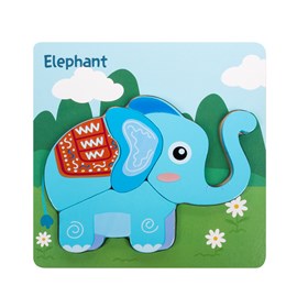 Puzzle en bois pour enfants, de 4 pièces. Conception éléphant.