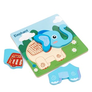 Puzzle en bois pour enfants, de 4 pièces. Conception éléphant.