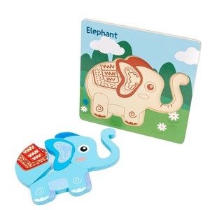 Puzzle en bois pour enfants, de 4 pièces. Conception éléphant.