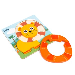 Puzzle en bois pour enfants, de 3 pièces. Design lion.