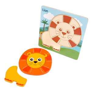 Puzzle en bois pour enfants, de 3 pièces. Design lion.
