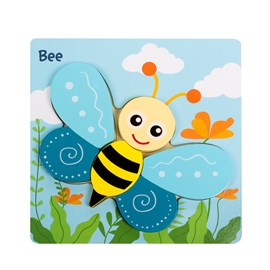 Puzzle en bois pour enfants, de 6 pièces. Design abeille.