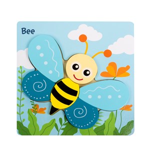 Puzzle en bois pour enfants, de 6 pièces. Design abeille.