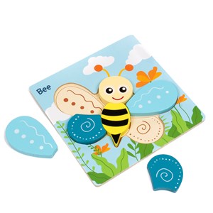 Puzzle en bois pour enfants, de 6 pièces. Design abeille.