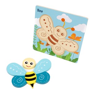 Puzzle en bois pour enfants, de 6 pièces. Design abeille.