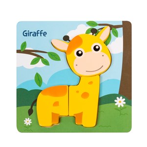 Puzzle en bois pour enfants, de 3 pièces. Design girafe.