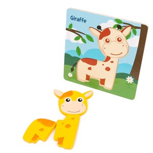 Puzzle en bois pour enfants, de 3 pièces. Design girafe.