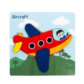 Puzzle en bois pour enfants, 6 pièces. Design avion.