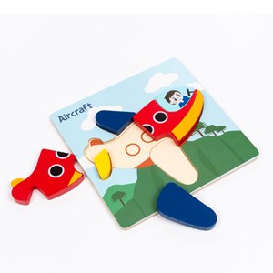 Puzzle en bois pour enfants, 6 pièces. Design avion.