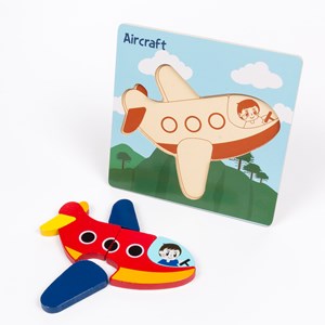 Puzzle en bois pour enfants, 6 pièces. Design avion.