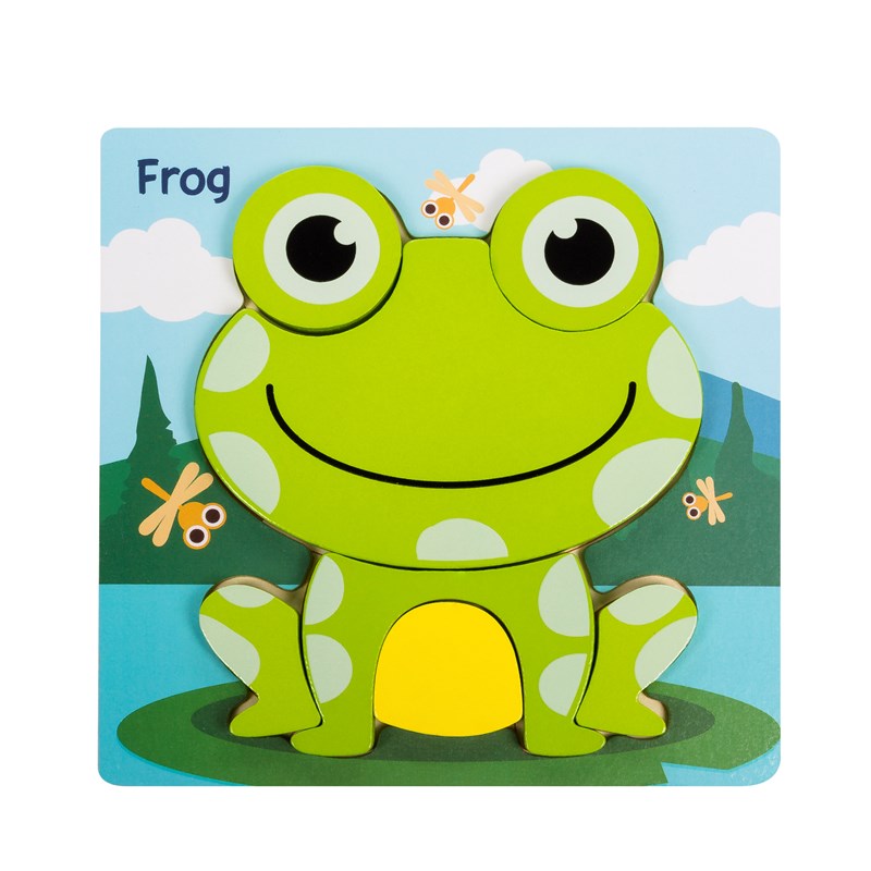Puzzle en bois pour enfants, de 7 pièces. Design grenouille.