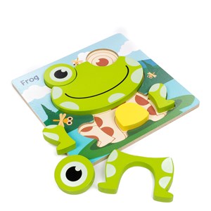 Puzzle en bois pour enfants, de 7 pièces. Design grenouille.