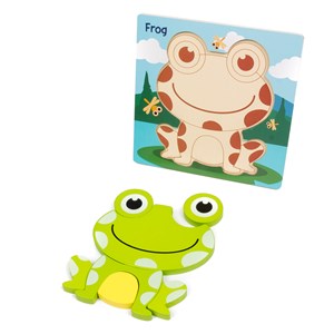 Puzzle en bois pour enfants, de 7 pièces. Design grenouille.