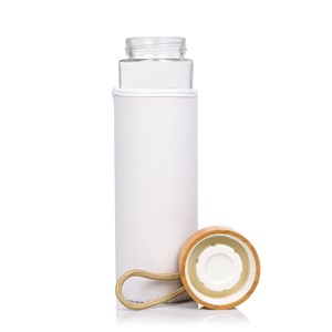 Bidon lurok nature en bambou et cristal de 530 ml. Bouchon en bambou.