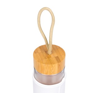 Bidon lurok nature en bambou et cristal de 530 ml. Bouchon en bambou.