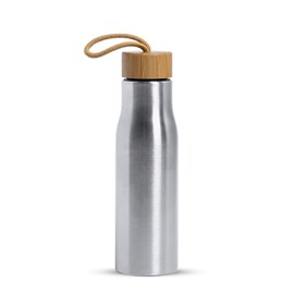 Dropun bidon nature 600ml. Corps en acier inox et bouchon en bambou.