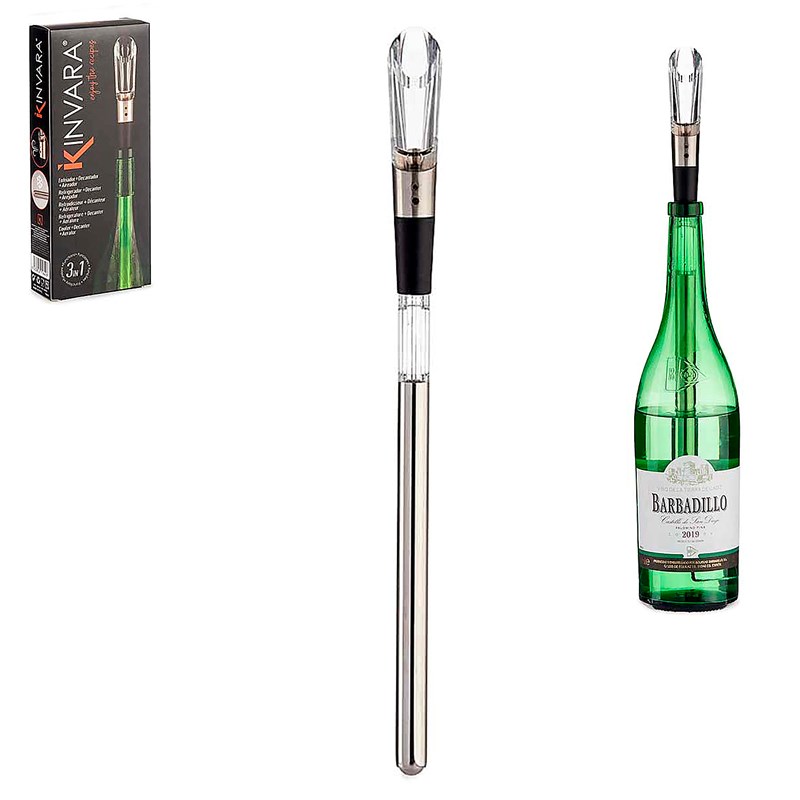 3 en 1 : refroidisseur, décanteur et aérateur de vin.