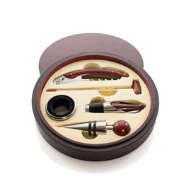 Baco, ensemble de vins en bois naturel. Accessoires en acier inoxydable.