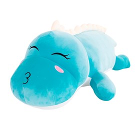 Oreiller ultra doux et moelleux design dinosaure bleu. 50 cm.