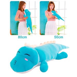 Oreiller ultra doux et moelleux design dinosaure bleu. 50 cm.