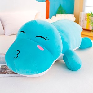 Oreiller ultra doux et moelleux design dinosaure bleu. 50 cm.