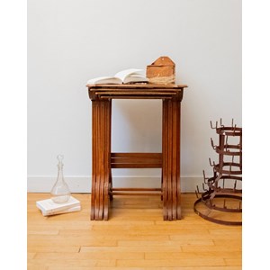 Lot de 4 tables gigognes en bois n°110
