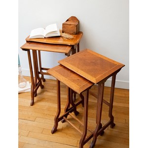 Lot de 4 tables gigognes en bois n°110