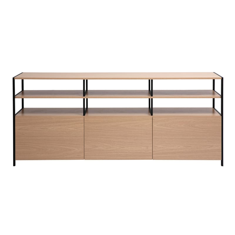 Miliboo - Buffet 3 portes finition bois clair chêne et métal noir l180 cm maxence