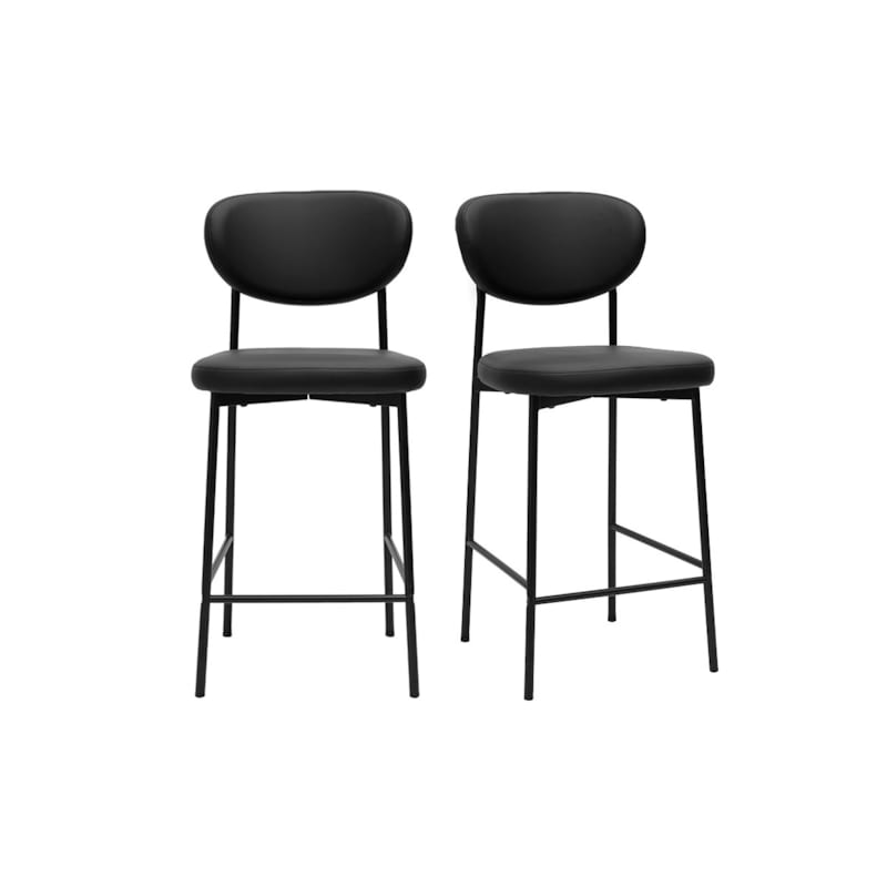 Tabourets de bar fixes noirs h65 cm (lot de 2) breka