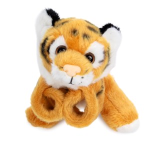 Peluche extra doux et moelleux. Design tigre avec mécanisme enrouleur. 13 cm.