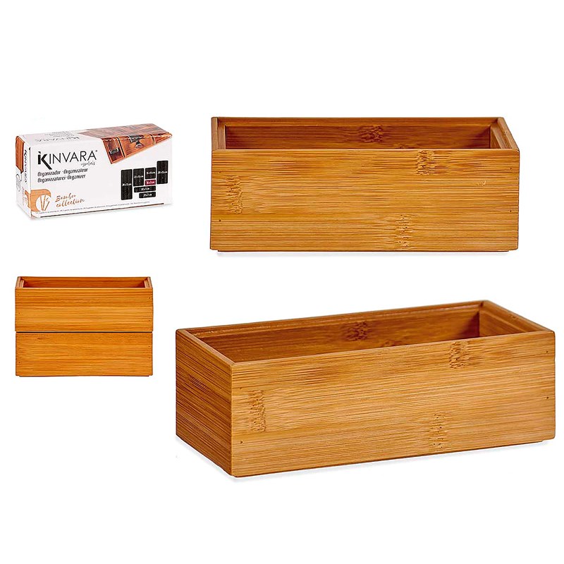 Organisateur en bambou empilable 15x7 cm.