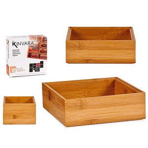 Organisateur en bambou empilable 15x15 cm.