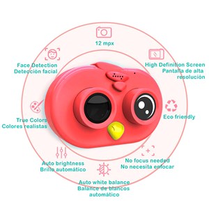 Appareil photo et vidéo pour enfants design oiseau. Full hd1080 et 12 mégapixels