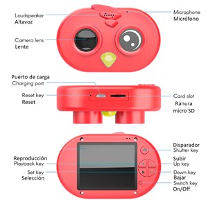 Appareil photo et vidéo pour enfants design oiseau. Full hd1080 et 12 mégapixels