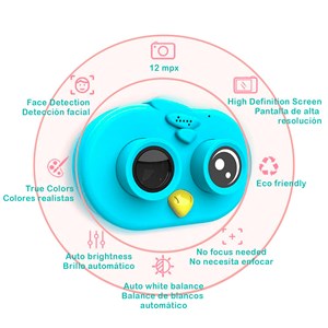Appareil photo et vidéo pour enfants design oiseau. Full hd1080 et 12 mégapixels