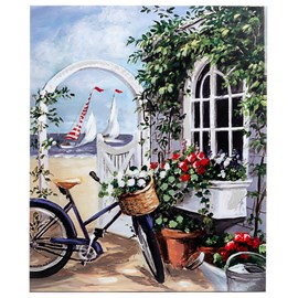 Cadre 50x60 design vélo vintage dans le jardin de la maison.