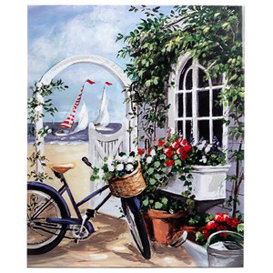 Cadre 50x60 design vélo vintage dans le jardin de la maison.