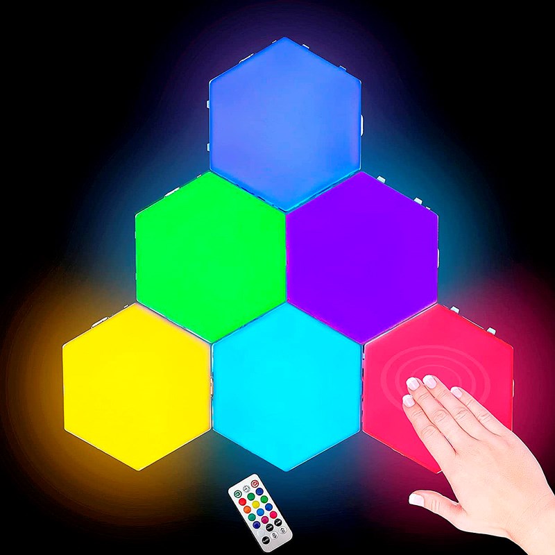 Jeu de 6 lumières led connectables entre elles, à suspendre au mur.