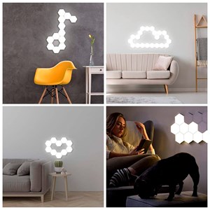 Jeu de 6 lumières led connectables entre elles, à suspendre au mur.