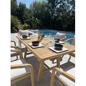 Ensemble repas de jardin 6 places en bois d'acacia