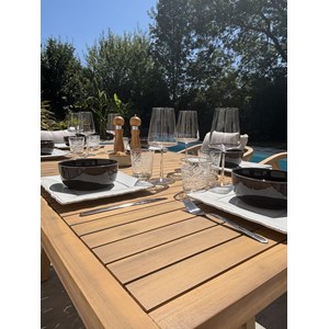 Ensemble repas de jardin 6 places en bois d'acacia