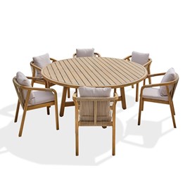 Ensemble repas de jardin 6 places en bois d'acacia